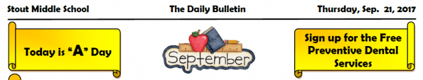 Thursday, Sept. 21, 2017 Stout Daily Bulletin