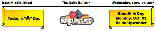 Tuesday, Sept. 27, 2017 Stout Daily Bulletin