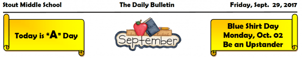 Friday, Sept. 29, 2017 Stout Daily Bulletin