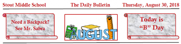 Thursday, Aug. 30, 2018 Stout Daily Bulletin