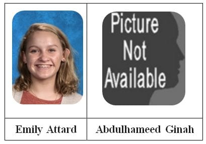 8Th Grade Students of the Month (September 2018)
