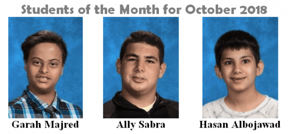 Students of the Month for October 2018