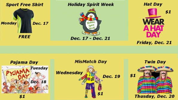 Holiday Spirit Week: Dec. 17 – Dec. 21