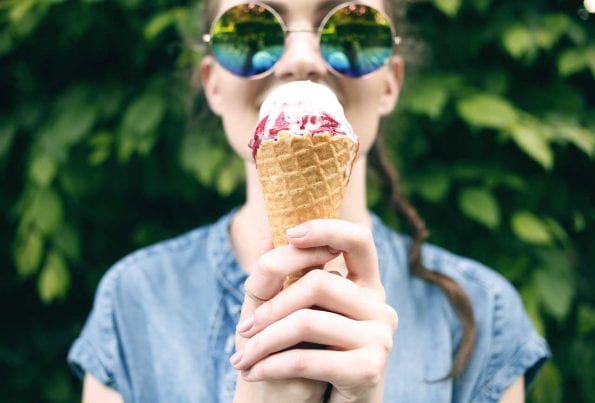 A girl having an icecream cone