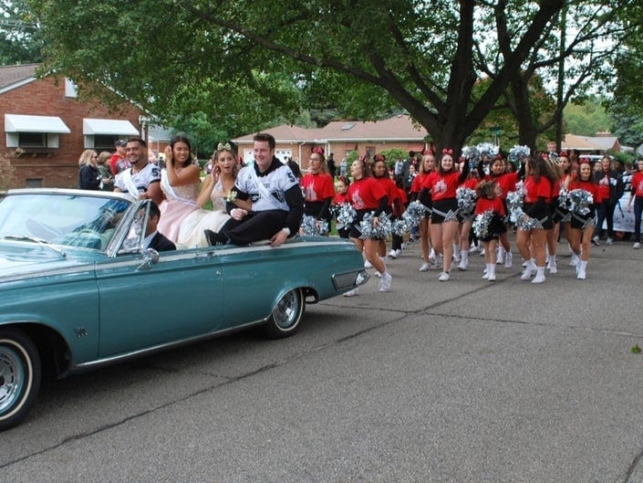 Picture shows a high school parade in Dearborn