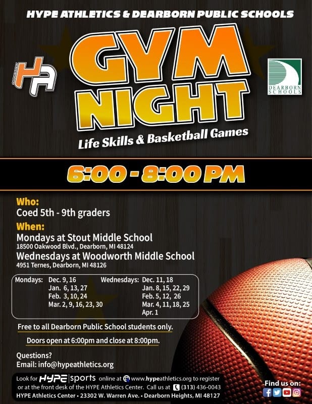 Gym Nights for Dearborn Public Schools Students