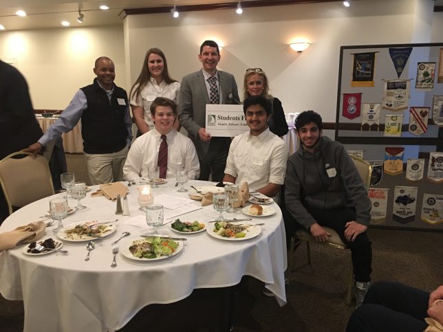 Congresswoman Dingell at Rotary with the Vision Sign, Superintendent, Students and Guests. 
