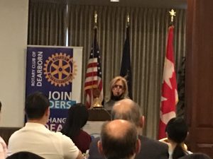 Debbie Dingell speaking before guests at Dearborn Rotary