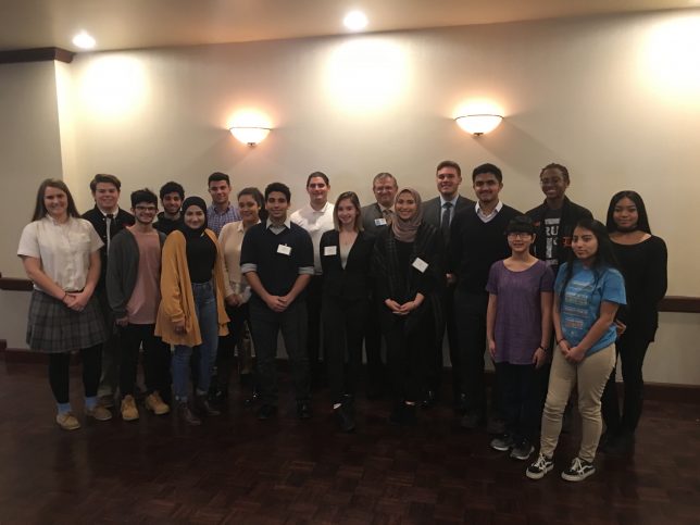 Many students in a picture at the Dearborn Rotary