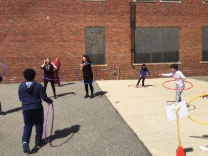 students playing outside