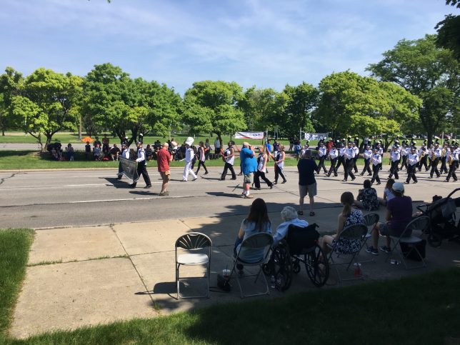 DHS band marching and playing at the parade