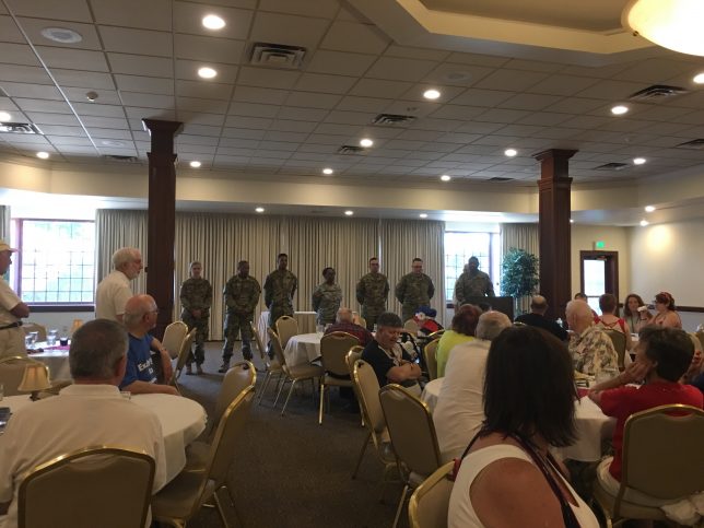 honoring military at the exchange club barbecue at Park Place. 