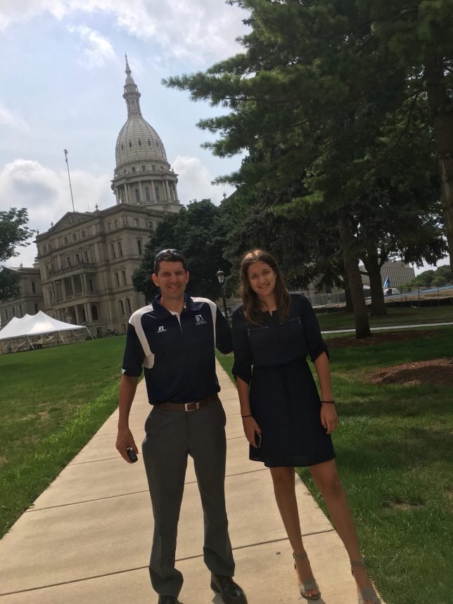 Glenn Maleyko and Daughter in Lansing in front of the capitol