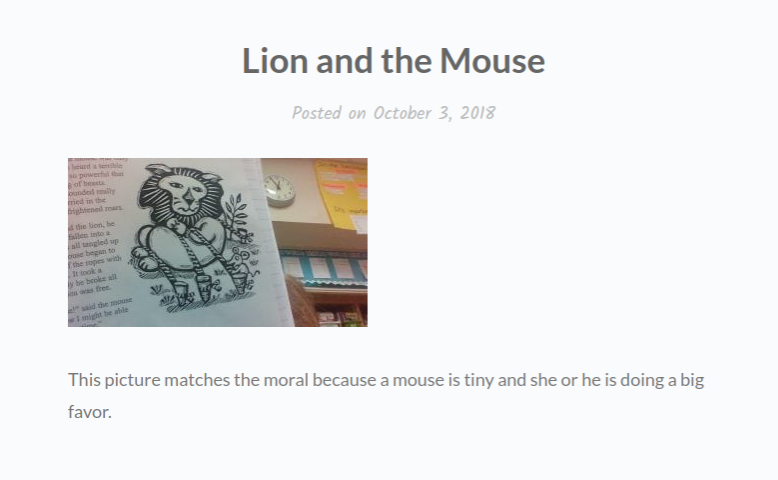 screenshot of the lion and the mouse booksnap