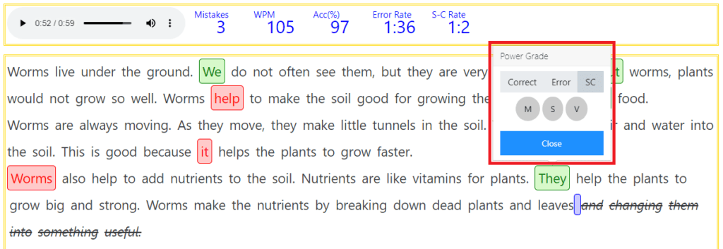 Example of MSV grading 