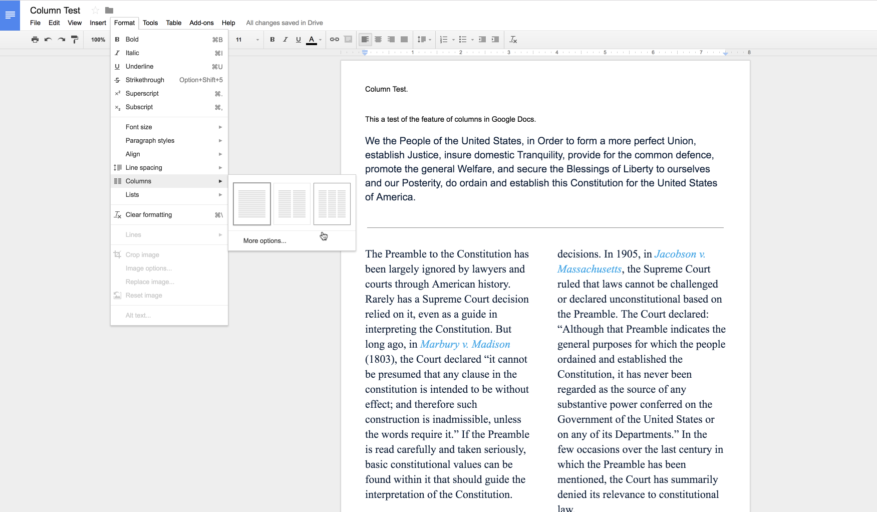 Google Docs Update – Columns now available