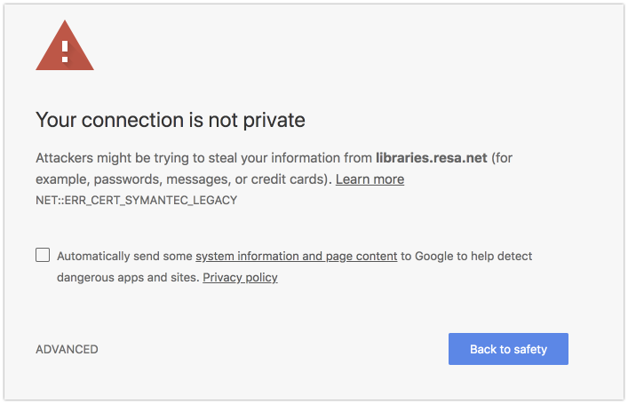 Privacy Error Message screenshot