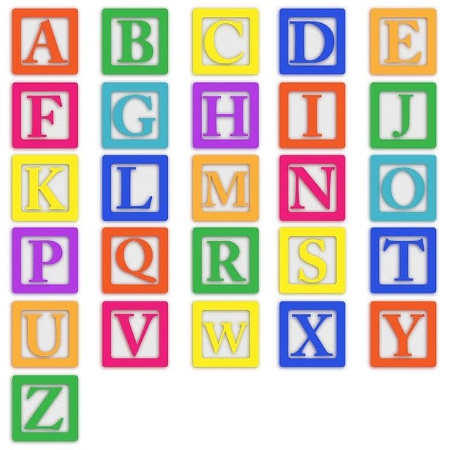 Blocks of letters