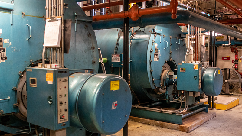 Two older boilers at Edsel Ford High